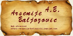 Arsenije Baljozović vizit kartica